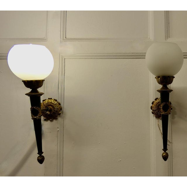 Charcoal French Ormolu Wall Lights, 1960s, Set of 2 For Sale - Image 8 of 9