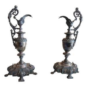 Pair of Silver Plated Ewers