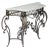 A 20th Century, Handcrafted Iron Console with a Honed Carerara Marble Top with special rounded edges. Monochromatic Bronze...