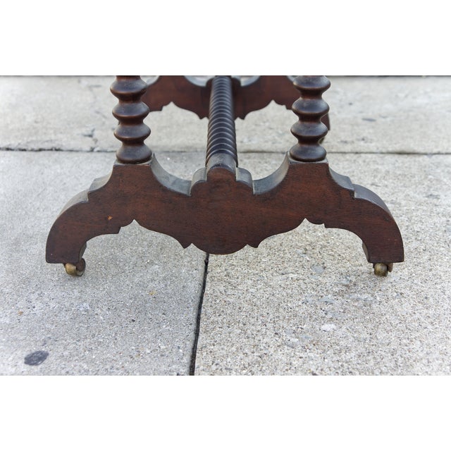 Wood Small Mahogany Finish Table With Spool Turned Legs For Sale - Image 7 of 7