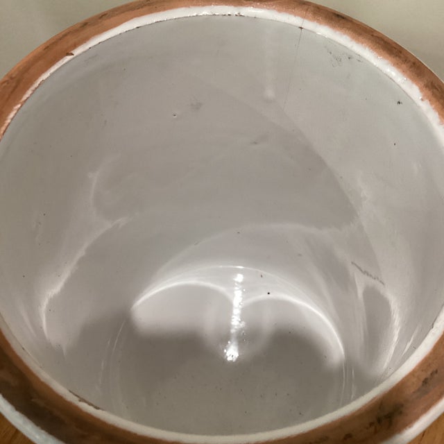 Alabaster Antique Rustic Ceramic European Glazed Stoneware Confit Pot/ Urn With Handles For Sale - Image 8 of 12
