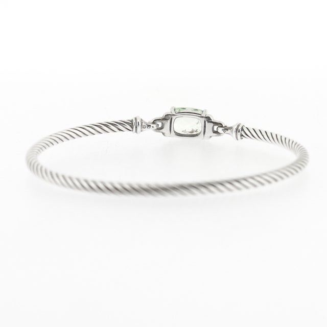 David Yurman Sterling Silver, Prasiolite, & Diamond 3mm Wheaton Bracelet For Sale - Image 9 of 14