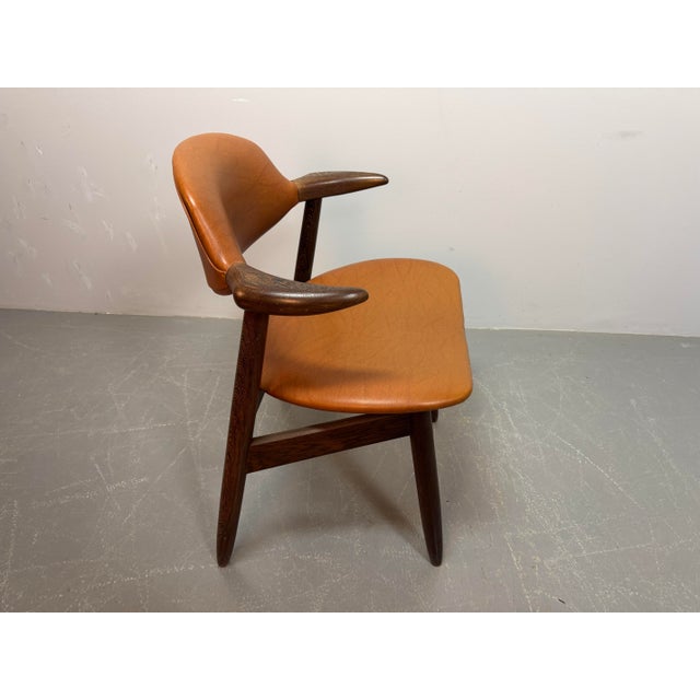 Mid-Century Cognac Leatherette Cowhorn Dining Chair by Tijsseling for Hulmefa, Netherlands, 1970s For Sale - Image 12 of 12
