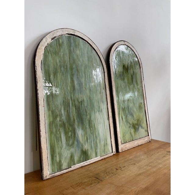 Vintage Arch Top Slag Glass Window, Early 20th C For Sale - Image 12 of 12