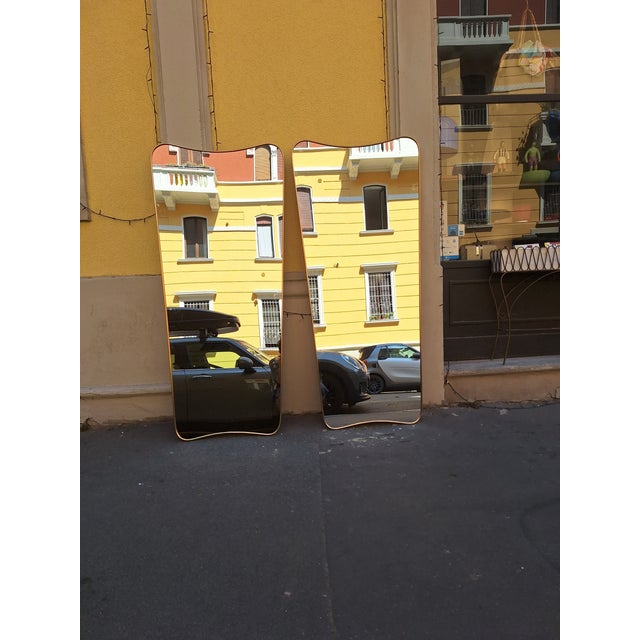 Fontana Arte Wall Mirror with Brass Frame in the style of Gio Ponti for Fountain Art Park of the Princes Naples, 1990s For Sale - Image 4 of 16
