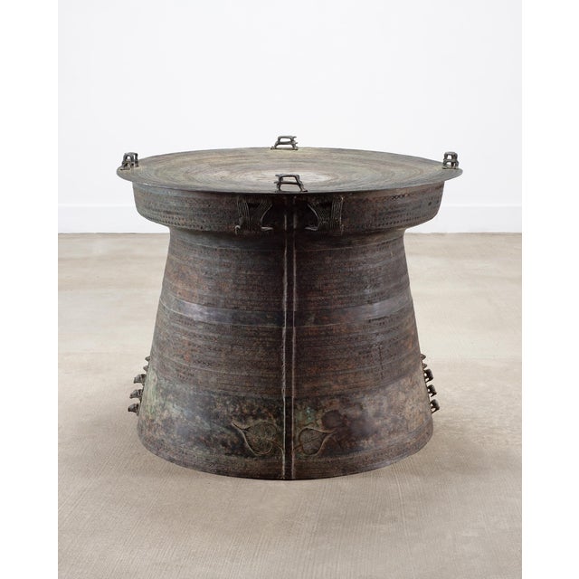 Bronze Monumental Southeast Asian Bronze Frog or Rain Drum Table 3 Ft For Sale - Image 8 of 18