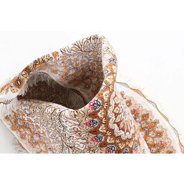 Ghom Silk Rug in Beige For Sale - Image 12 of 13