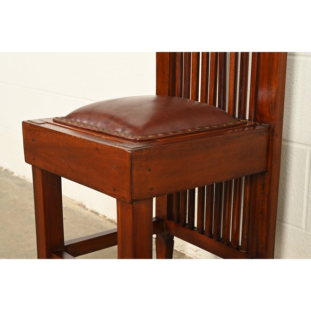Frank Lloyd Wright Style Arts & Crafts Mahogany Monumental High Back Side Chair or Dining Chair For Sale - Image 9 of 13