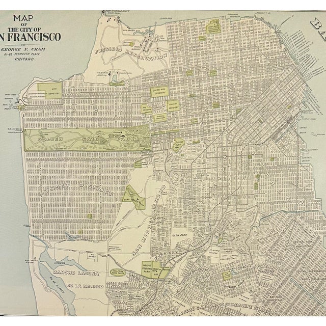 American Map of the City of San Francisco – By George F. Cram, 1889 For Sale - Image 3 of 4