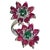 Ruby Red Set in 18k White Gold, Emerald Cabochon, Carved Ruby & Diamonds Toi Et Moi Ring, Us Size 7 For Sale - Image 8 of 11