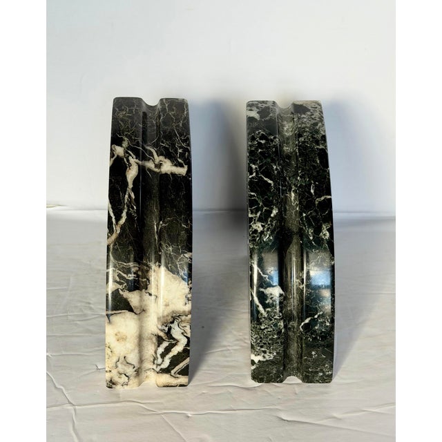 1970s 1970s Modernist Demi-Lune Black Marble Stone Bookends - A Set For Sale - Image 5 of 11