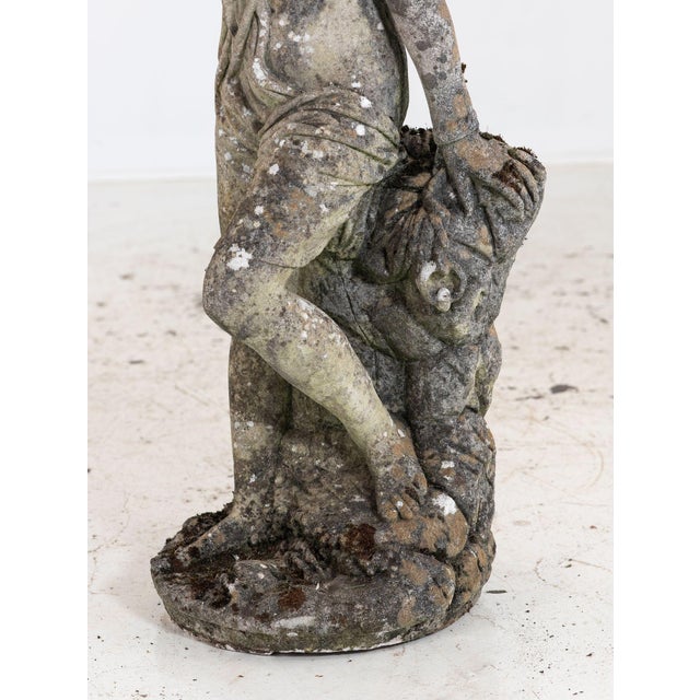 Gray Composite Stone Weathered Garden Statue of Maiden or Goddess, England Mid 20th C. For Sale - Image 8 of 18