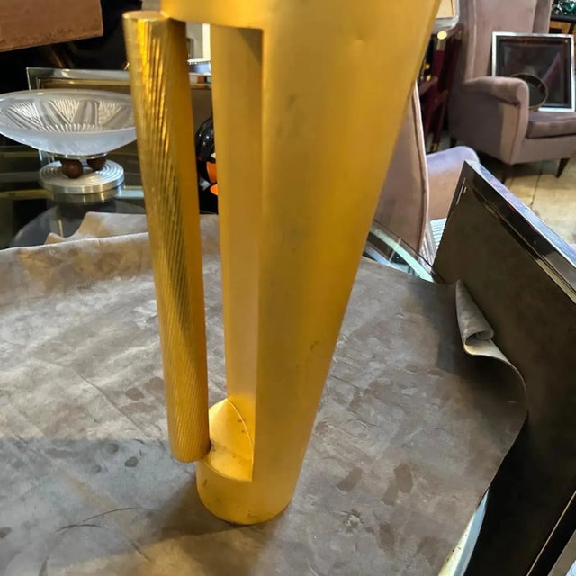 Metal 1970s Modern Gilted Metal Sculptural Italian Design Jug Vase For Sale - Image 7 of 16