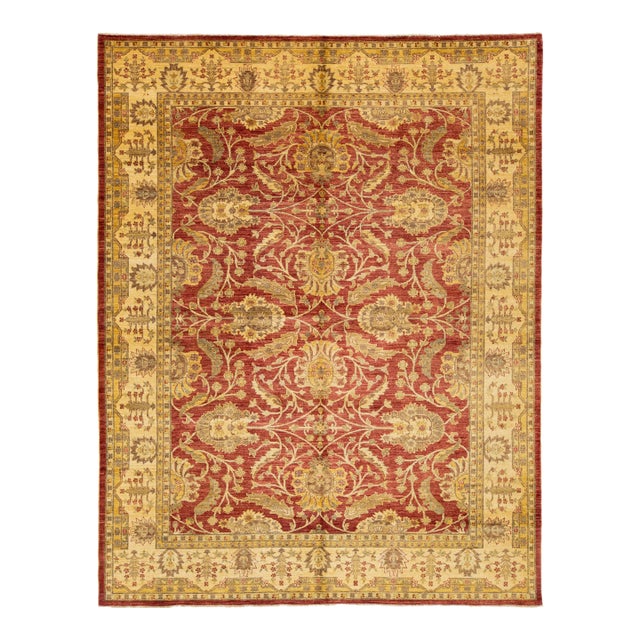 Modern Paki Peshawar Wool Rug in Red With Allover Design For Sale