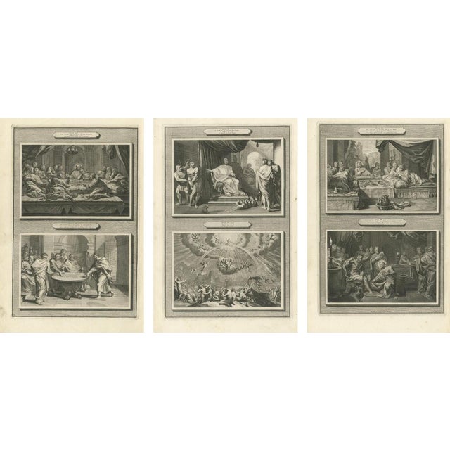 Dutch Baroque Passion of Christ, 3 Double-Scene Engravings by Mortier ca 1700 This powerful Dutch Baroque set comprises...