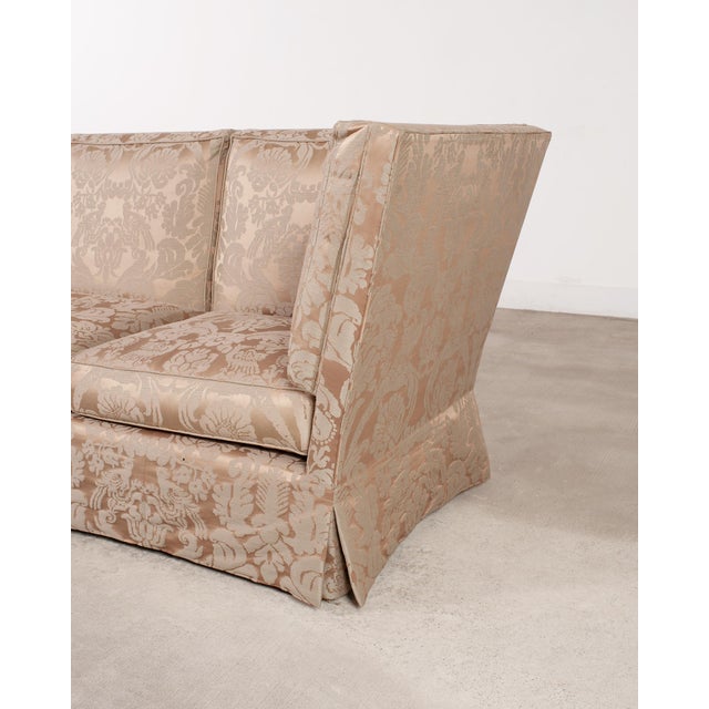 Donghia Shelter-Arm Sofa Fortuny Style Damask Champagne Fabric For Sale - Image 16 of 18