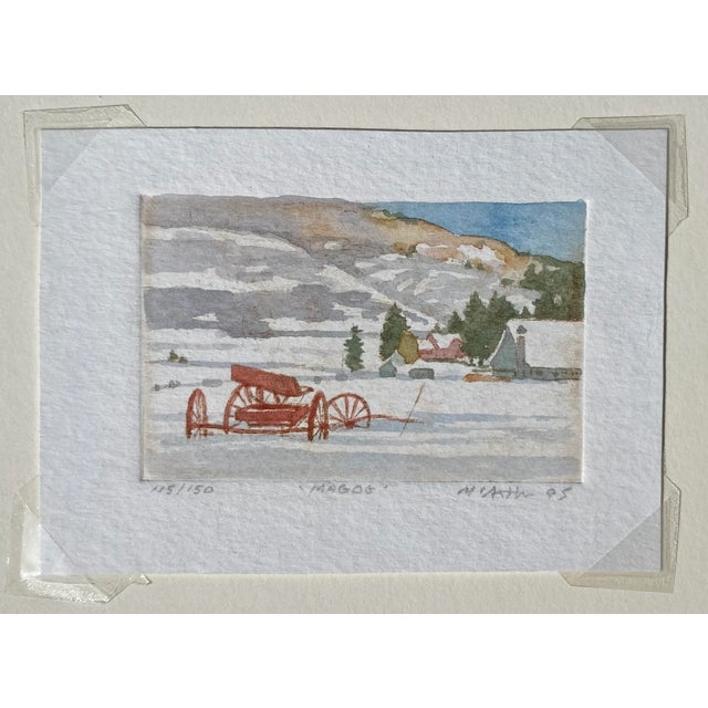 1995 "Magog" New England snowy color etching by McArthur. Pencil signed, titled and numbered 115 of 150.