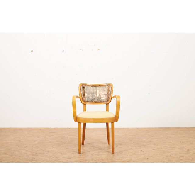 Wooden Chair with Caned Back and Fabric Seat from Horgenglarus, 1940s, in Good conditions. Designed 1920 to 1949 I have...