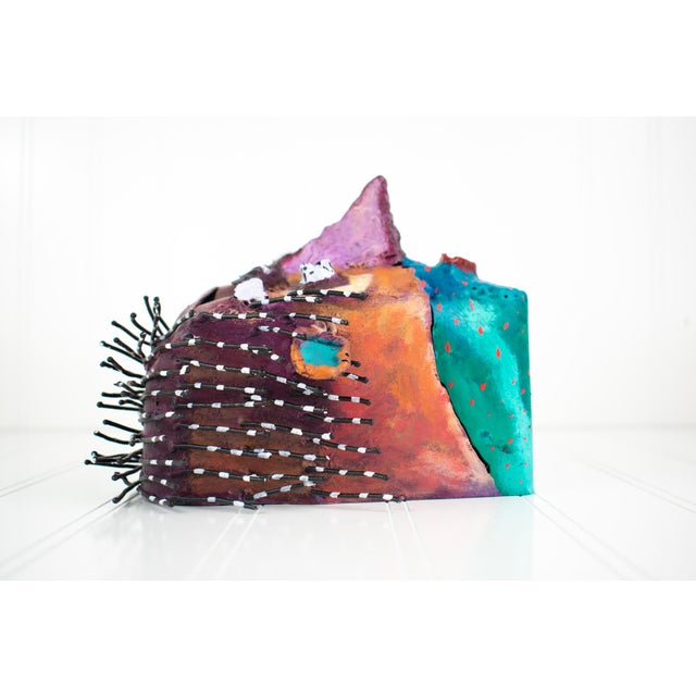 1990s Listed Artist Bill Hickman Handmade Metal Postmodern Abstract Mask, Late 1990s For Sale - Image 5 of 11