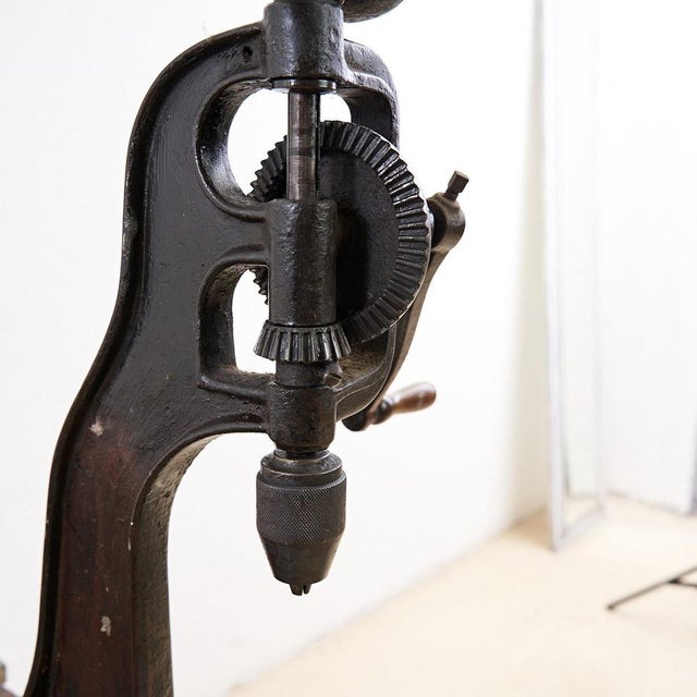 Antique Wooden Workbench with Vice and Drill For Sale - Image 3 of 18