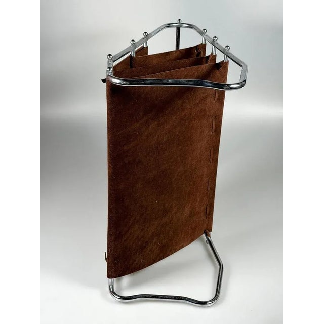 Mid-Century Magazine Stand in Metal and Leather, 1960s-1970s For Sale - Image 14 of 18