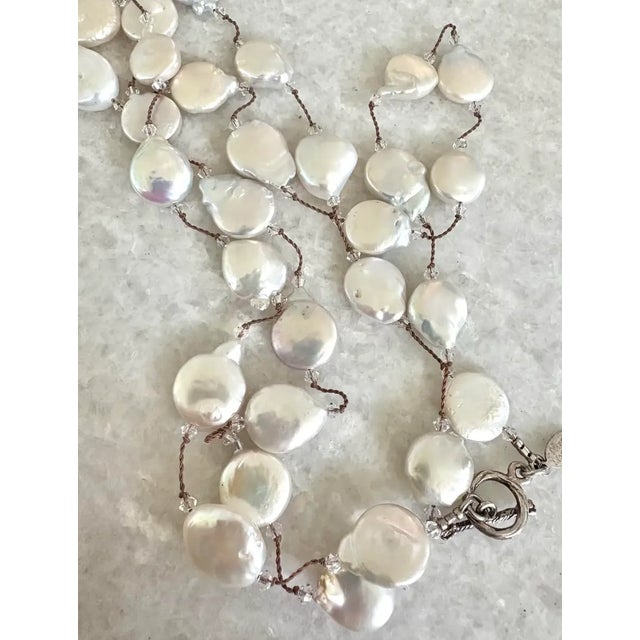 Stunning Margo Morrison Freshwater pearls necklace with Swarovski crystals on sterling silver.