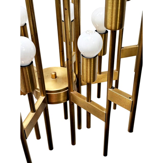 Gold Large 12-Light Chandelier by Gaetano Sciolari for Sciolari, 1970s For Sale - Image 8 of 15