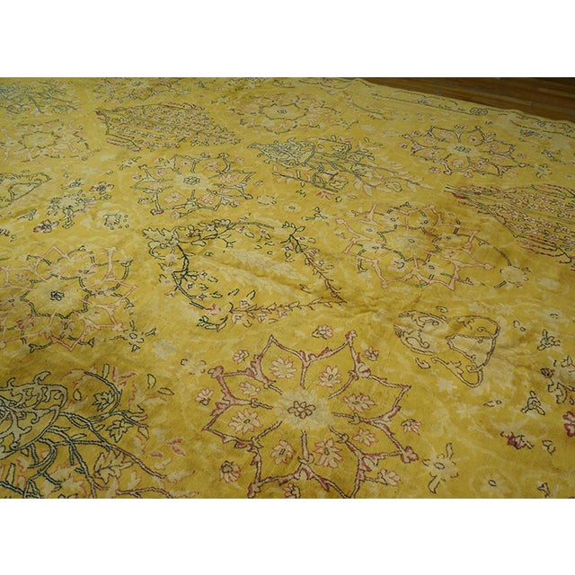 Rare and Beautiful Floral Design on Yellow-Mustard Background Color Antique Indian Lahore Rug For Sale - Image 4 of 7