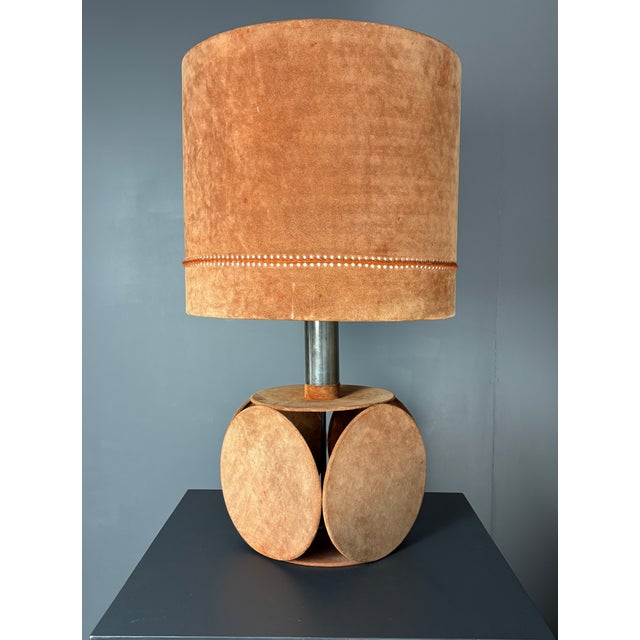 Mid-Century Terracotta Suede Table Lamp. 1970s For Sale - Image 12 of 13