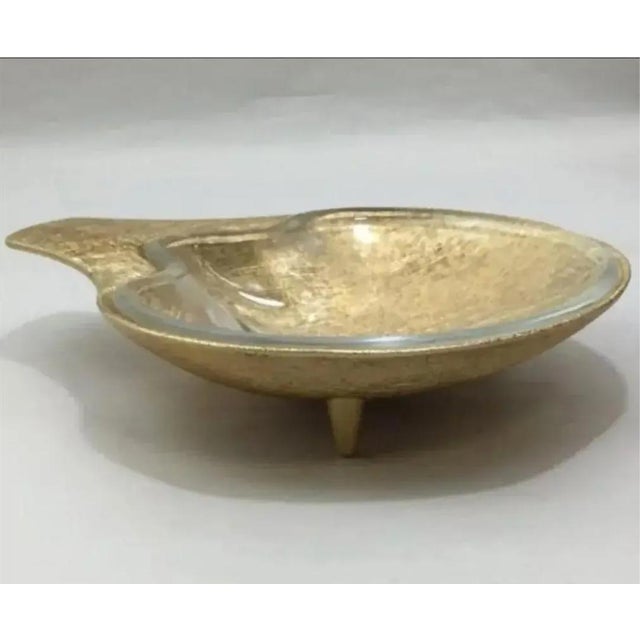 This is a beautiful vintage set of 14 KT. Gold Plate Florentine metal salt cellar/dish with removable glass inserts. Each...