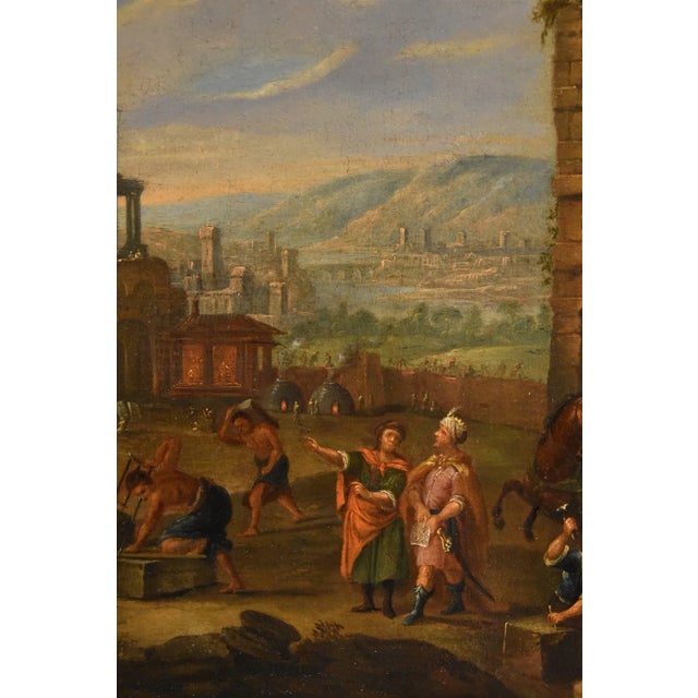 Flemish Artist, Landscape with Tower of Babel, 17th-18th Century, Oil on Canvas, Framed For Sale - Image 7 of 17