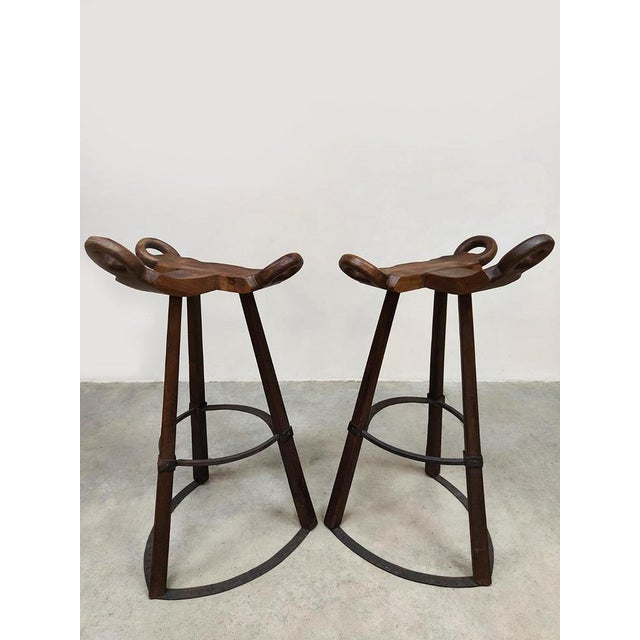 1960s Vintage Brutalist Spanish Barstools, 1960s, Set of 7 For Sale - Image 5 of 6