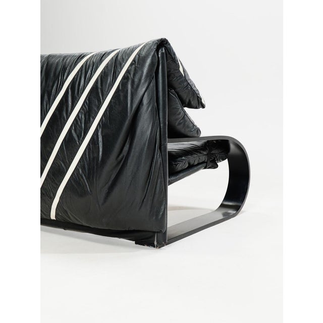 Black Italian Three-Seater Sofa in Leather by Coralba, 1980s For Sale - Image 8 of 15