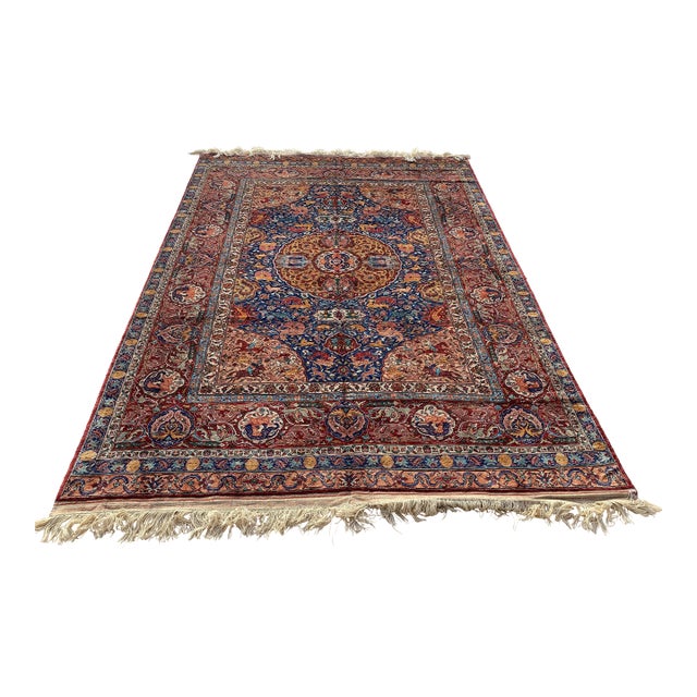 Vintage Persian Hunting Design Medallion Rug For Sale