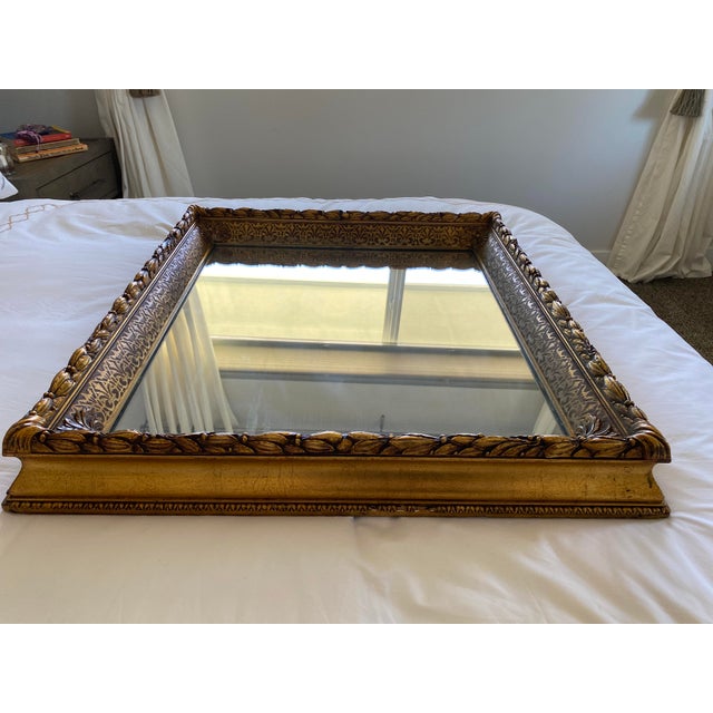French Antique Framed Mirror With French Bee Design For Sale - Image 3 of 6