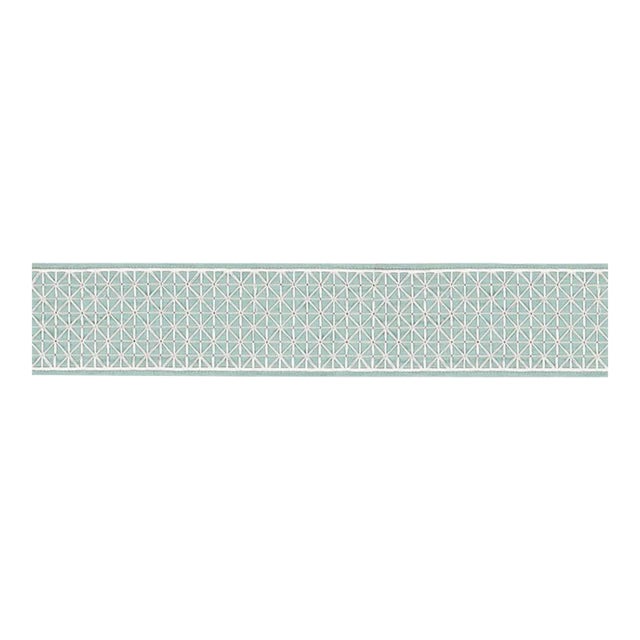 Sample - Schumacher X Timothy Corrigan Directoire Tape in Teal For Sale