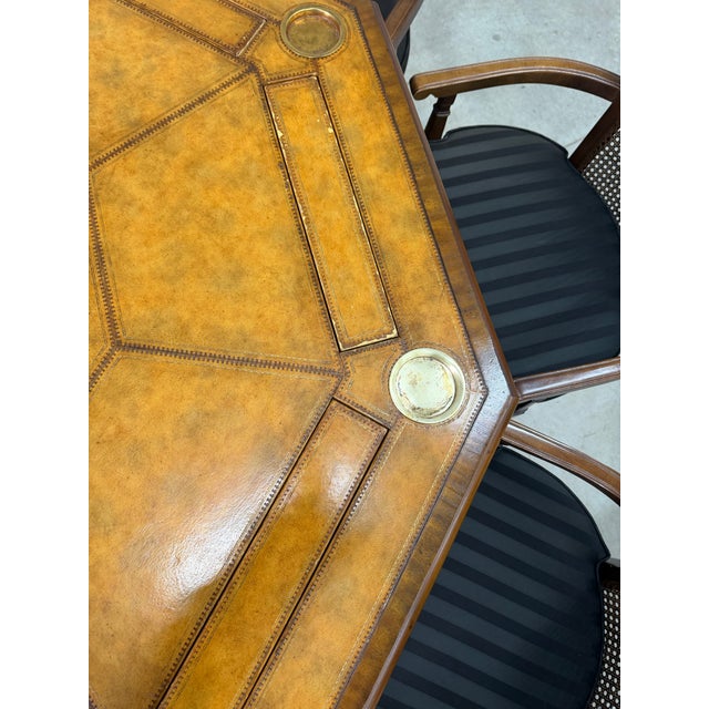 Wood Maitland-Smith Poker Table With 8 Century Furniture Chairs For Sale - Image 7 of 18