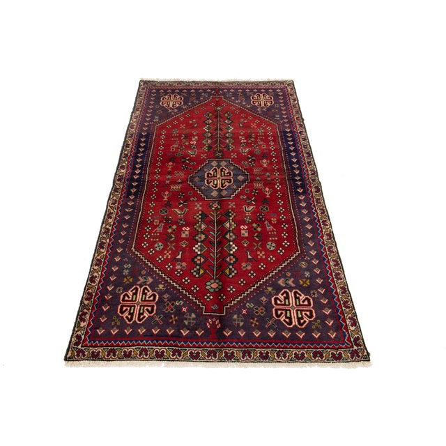 Crafted with unparalleled artistry, this vintage Persian Red Shiraz rug showcases the rich heritage of traditional Persian...