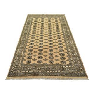 Bokhara Rug 6’3” X 9’2” Beige Wool Tribal Hand-Knotted Oriental Carpet For Sale