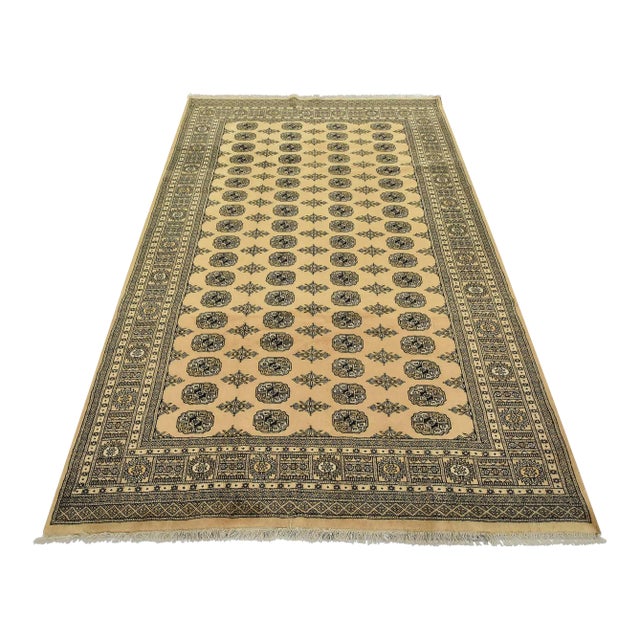 Bokhara Rug 6’3” X 9’2” Beige Wool Tribal Hand-Knotted Oriental Carpet For Sale