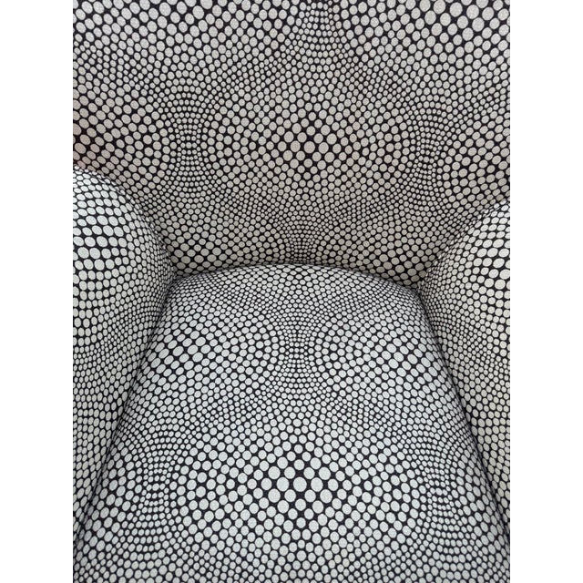 Cream Room & Board Wingback Lounge Chair in Cream and Black Dot Fabric, Splayed Legs For Sale - Image 8 of 10