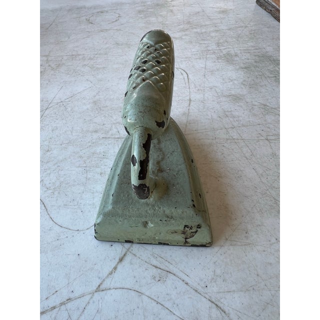 Mid-Century Modern Antique Cast Iron Painted Green For Sale - Image 3 of 6