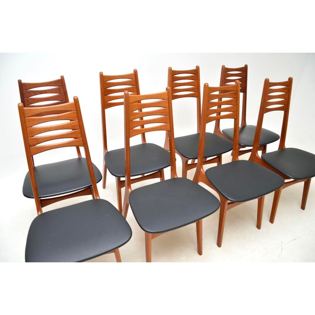 Mid-Century Modern Vintage Danish Teak Dining Chairs, 1960, Set of 8 For Sale - Image 3 of 11