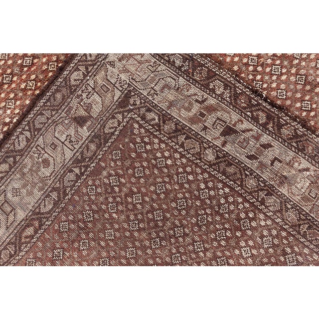 Textile Antique Persian Malayer Chocolate Brown, Sandy Beige Hand Knotted Wool Rug For Sale - Image 7 of 9