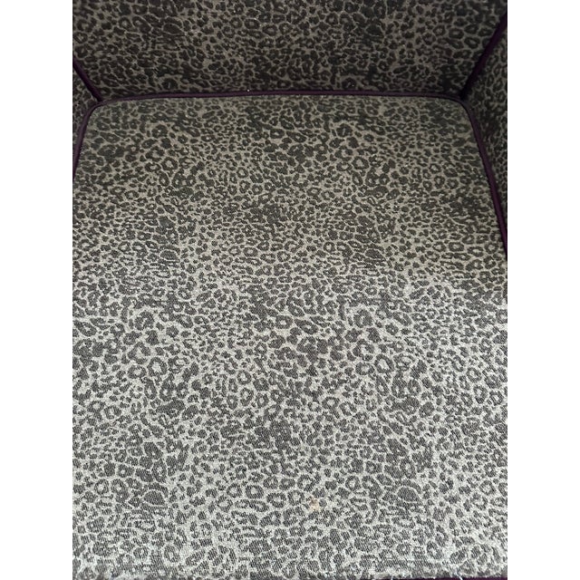 Transitional Lavender Geometric Wing Back Chair With Lucite Base For Sale In Chicago - Image 6 of 7