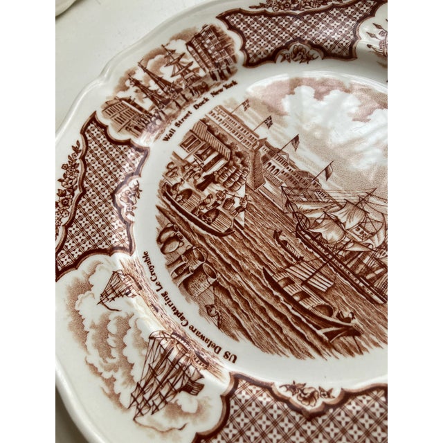 English Vintage Fair Winds Staffordshire England Luncheon Plates- Set of 3 For Sale - Image 3 of 6