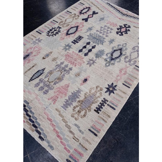 Turkish Turkish Oushak Rug 4'2" x 6'3" For Sale - Image 3 of 8