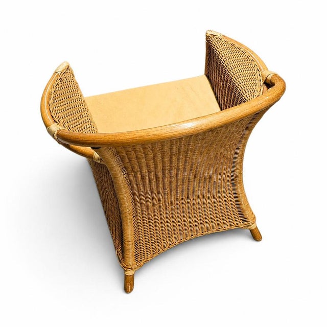 Wicker and Bamboo Patio Chairs in Alcantara, 1980s, Set of 2 For Sale - Image 3 of 16
