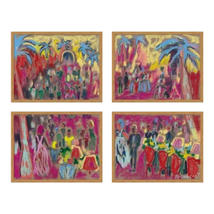 Cabaret by Happy Menocal in Gold Frame, Small Art Prints, Set of 4