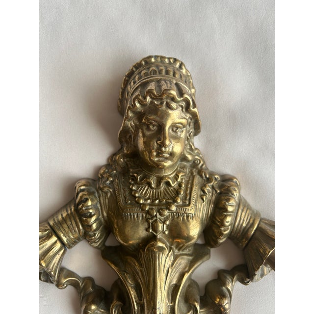 Victorian Brass Casting Figural Wall Mount Towel Bar For Sale - Image 4 of 14